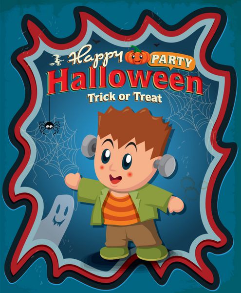 طراحی پوستر قدیمی هالووین با بچه