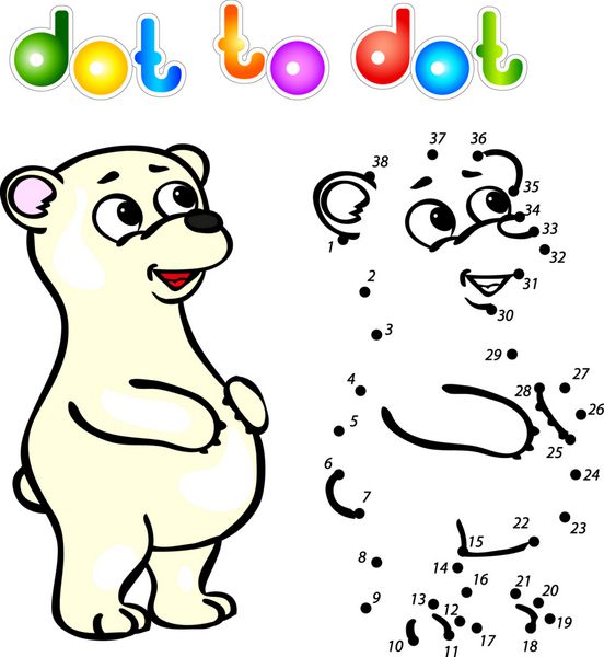 کارتونی خنده دار خرس قطبی نقطه به نقطه