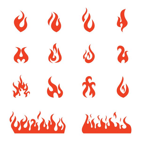 شعله های آتش نمادهای مجموعه وکتور