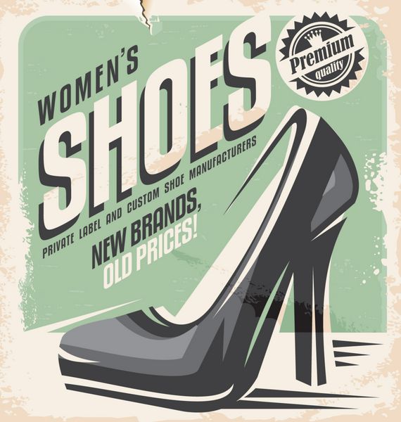 طراحی پوستر تبلیغاتی فروشگاه کفش رترو