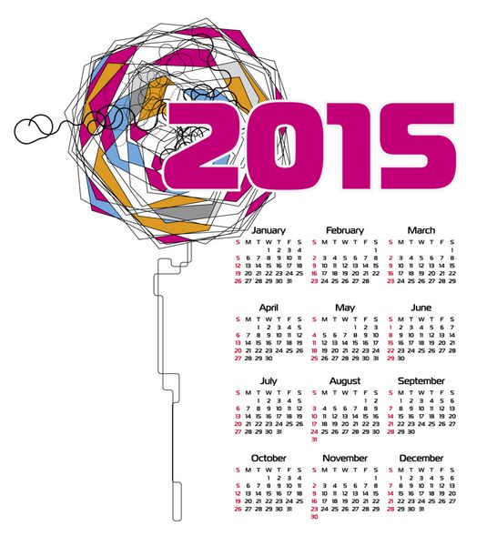 تقویم 2015 گل انتزاعی