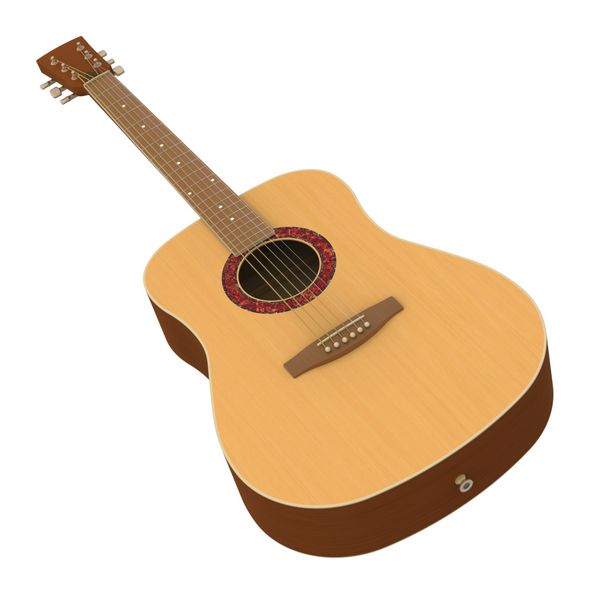 مدل سه بعدی گیتار آکوستیک جدا شده در زمینه سفید