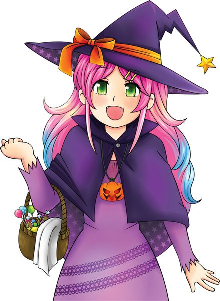 جادوگر زیبای هالووین به سبک مانگای ژاپنی ایجاد شده توسط vec