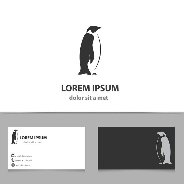الگوی طراحی لوگوی پنگوئن انتزاعی با کارت ویزیت