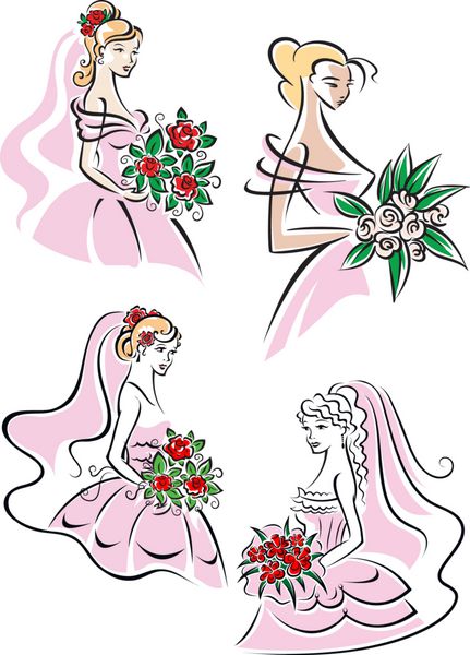 عروس های خوشگل با دسته گل