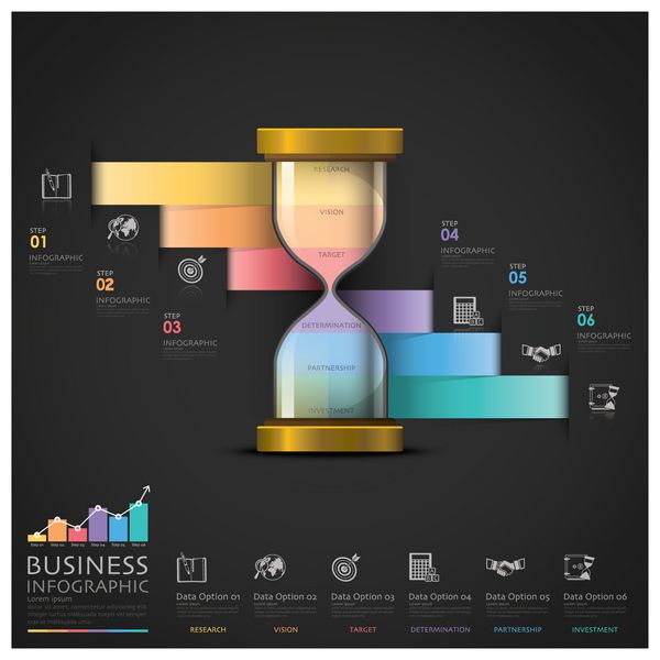 Sandglass Money and Financial Business Staircase Step Infographi