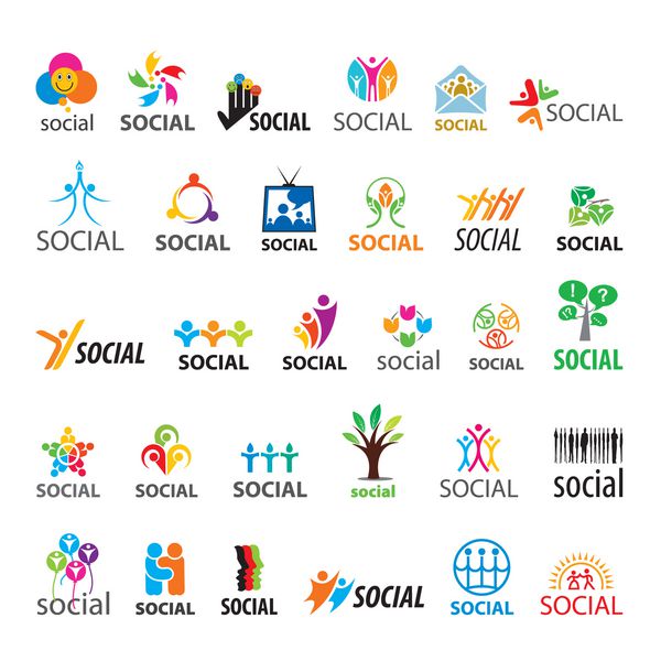 مجموعه بزرگی از لوگوهای وکتور اجتماعی