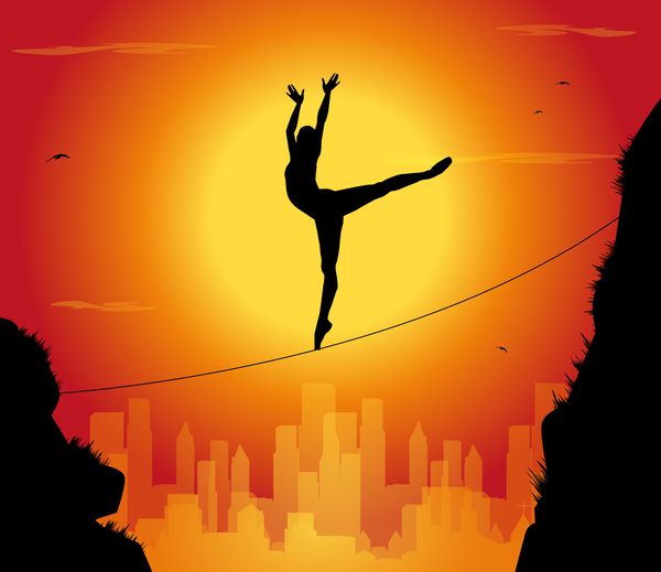 silhouette di ballerina funambola