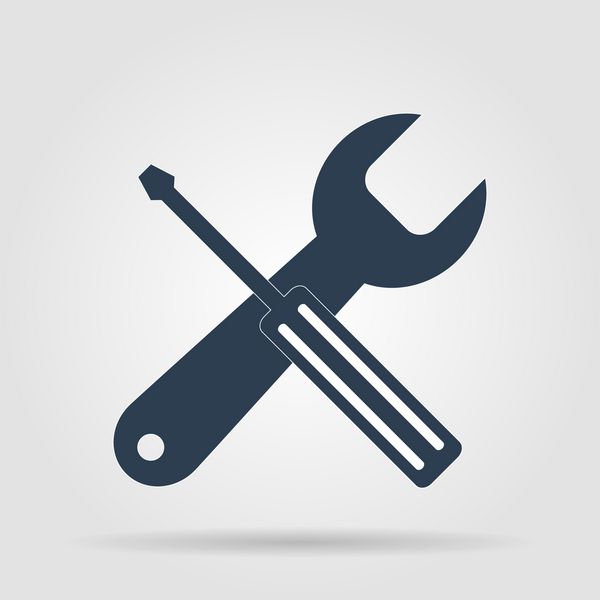 نماد تعمیر نماد خدمات ابزار آواز سبک طراحی تخت