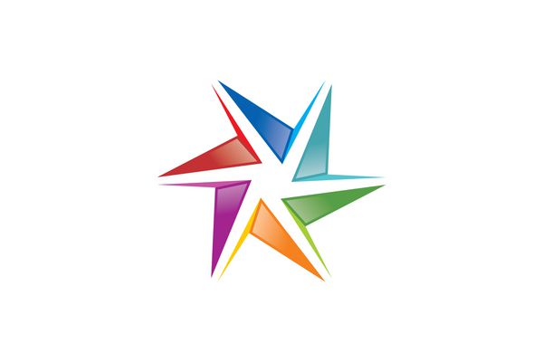 لوگوی طراحی رنگارنگ ستاره شکل انتزاعی