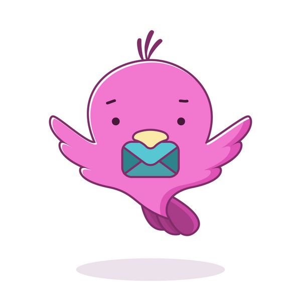 پرنده صورتی ناز با حرف وکتور قالب طراحی لوگو