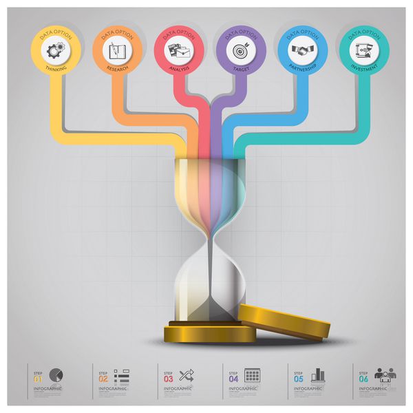 Sandglass Money and Financial Business Infographic With Line Cir