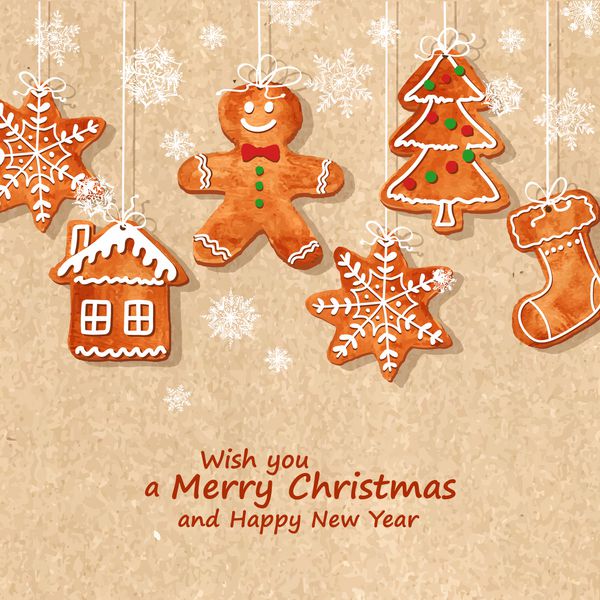 کارت تبریک کریسمس با شیرینی زنجبیلی