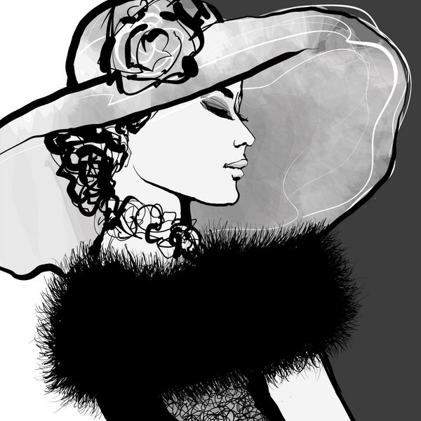 زن جوان با کلاه و خز