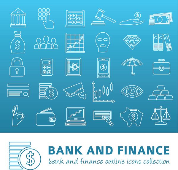 نمادهای طرح کلی بانک و امور مالی