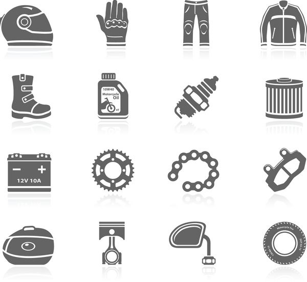 نمادهای قطعات و لوازم جانبی موتور سیکلت