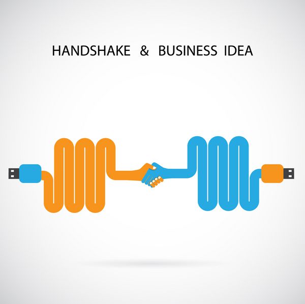 الگوی طراحی علامت انتزاعی دست دادن ایده خلاقانه کسب و کار