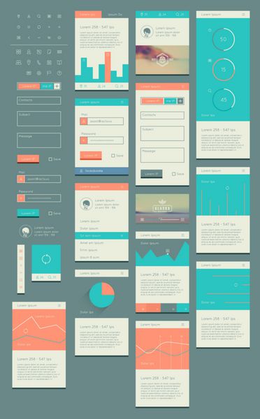 کیت UI مسطح برای وب و موبایل طراحی UI