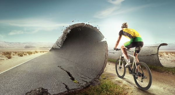 پس زمینه ورزشی دوچرخه کوهستان غیر واقعی
