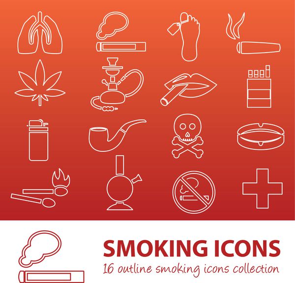 نمادهای طرح کلی سیگار کشیدن
