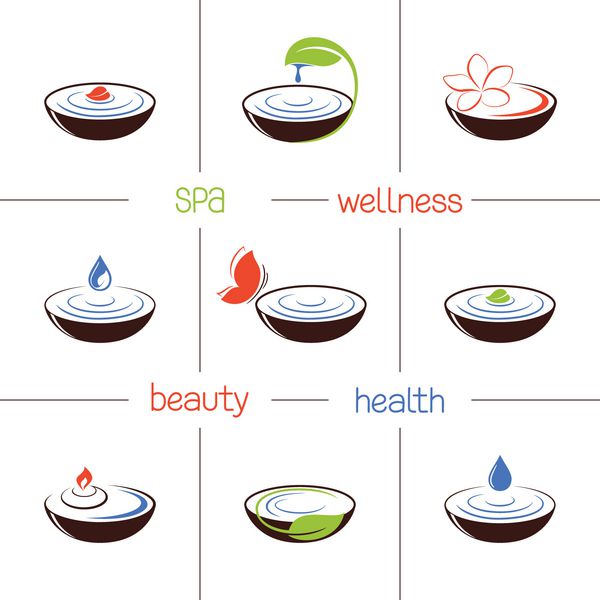 نمادها و نمادهای SPA آیورودا زیبایی و سلامتی