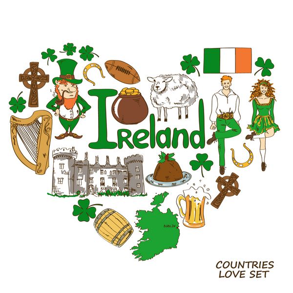 مفهوم شکل قلب نمادهای ایرلندی