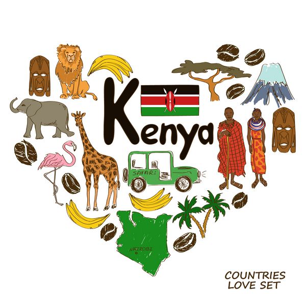 نمادهای کنیایی در مفهوم شکل قلب