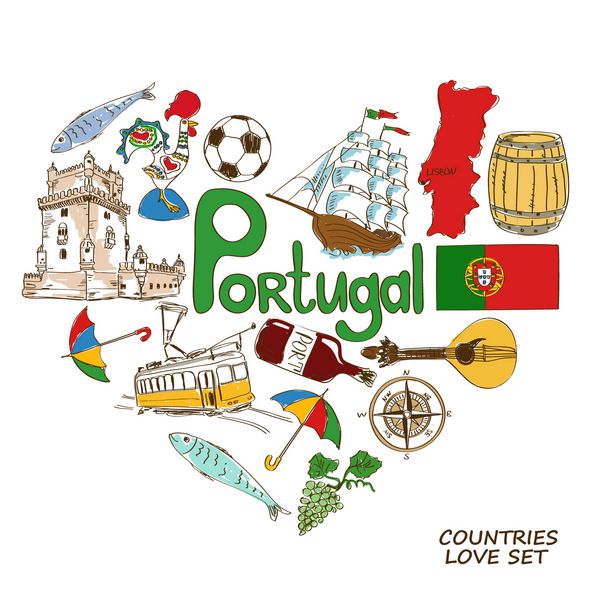 نمادهای پرتغالی در مفهوم شکل قلب