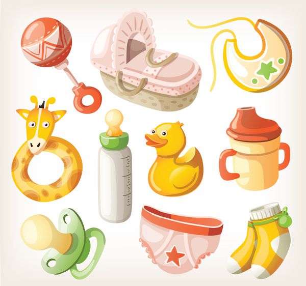 مجموعه ای از عناصر طراحی برای حمام نوزاد