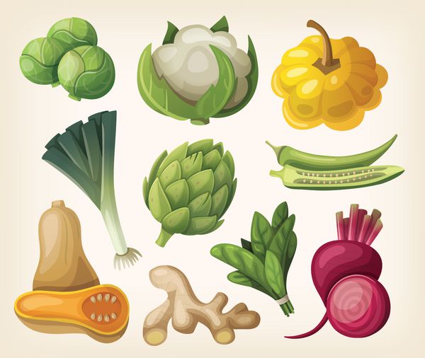 مجموعه ای از سبزیجات عجیب و غریب