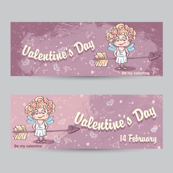 مجموعه ای از کارت های تبریک افقی برای روز ولنتاین با im