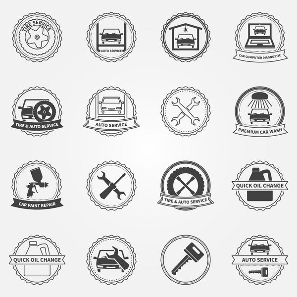 مجموعه وکتور نماد و نشان خدمات خودرو