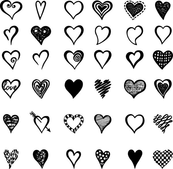 مجموعه قلب های طراحی شده با دست برای طرح شما