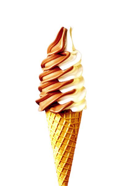 مخروطی بستنی مخلوط با طعم وانیل و شکلات 2