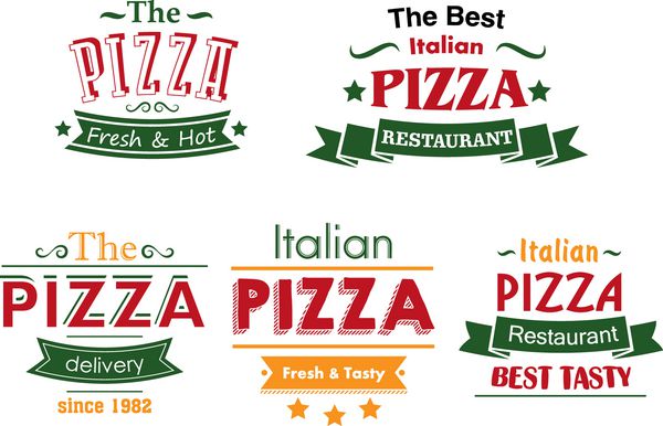 برچسب های رنگارنگ پیتزا ایتالیایی