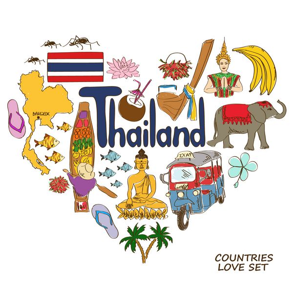 نمادهای تایلند در مفهوم شکل قلب