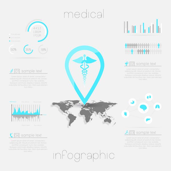 نمادها و عناصر داده های پزشکی بهداشت و سلامت infograp