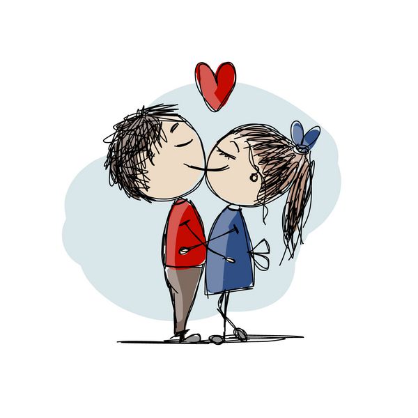 زوج عاشق در حال بوسیدن طرح ولنتاین برای طراحی شما