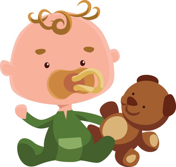کودک ناز با وکتور خرس عروسکی شخصیت کارتونی