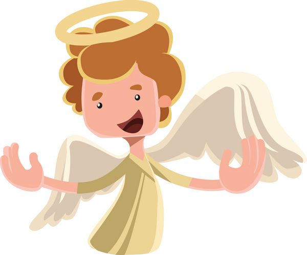 شخصیت کارتونی تصویر فرشته زیبا که بال باز می کند