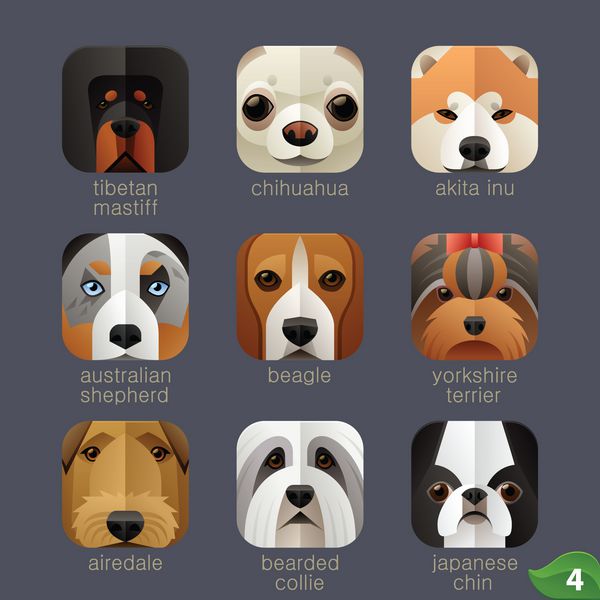 صورت حیوانات برای آیکون های برنامه-سگ مجموعه 3