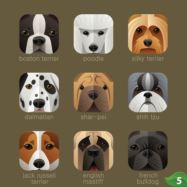 صورت حیوانات برای نمادهای برنامه-سگ مجموعه 4