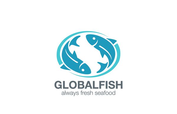 وکتور طراحی لوگو ماهی Infinity Fishing مفهوم غذاهای دریایی