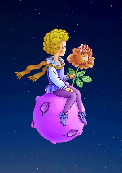 شاهزاده کوچک با گل رز در یک سیاره