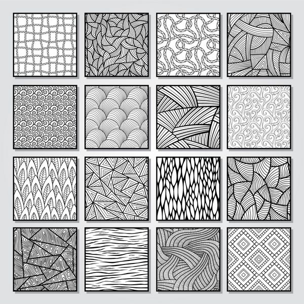 مجموعه ای از الگوهای وکتور بدون درز سیاه و سفید