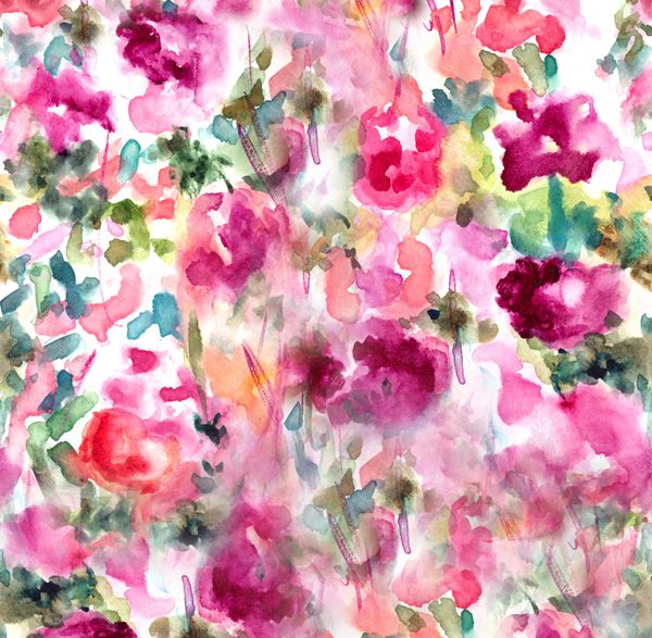 پس‌زمینه منظره گل‌دار آبرنگ انتزاعی رنگارنگ
