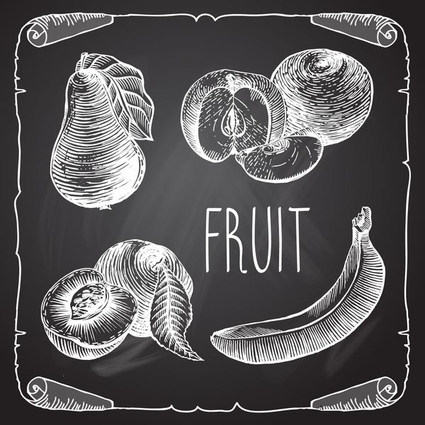 خام کردن میوه ها روی تخته سیاه