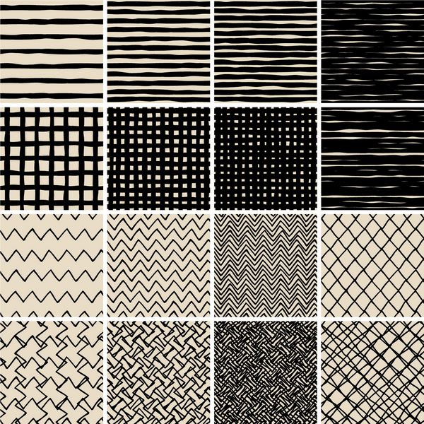 مجموعه الگوی بدون درز ابله اصلی شماره 2 در سیاه و سفید مجموعه ای از 16 الگوی ساده تکراری است تصویر در حالت وکتور پس‌زمینه در لایه جداگانه است