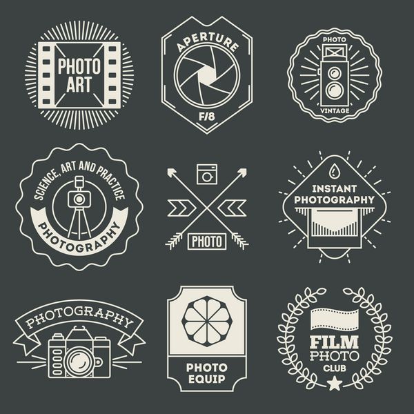 مجموعه لوگو تایپ‌های نشان‌های طراحی رترو وکتور عناصر وینتیج