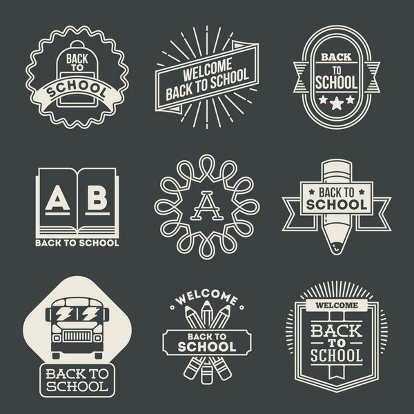مجموعه نشان های طراحی رترو به مجموعه لوگوتایپ های مدرسه وکتور عناصر وینتیج